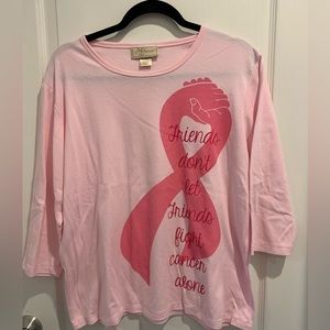 MC Sportwear Size Large Breast Cancer Awareness 3/4 Sleeve Friends Shirt Support